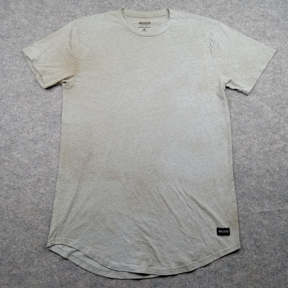 Hollister Shirt Mens Medium Gray Heather Curved Hem Longline Tee Short Sleeve